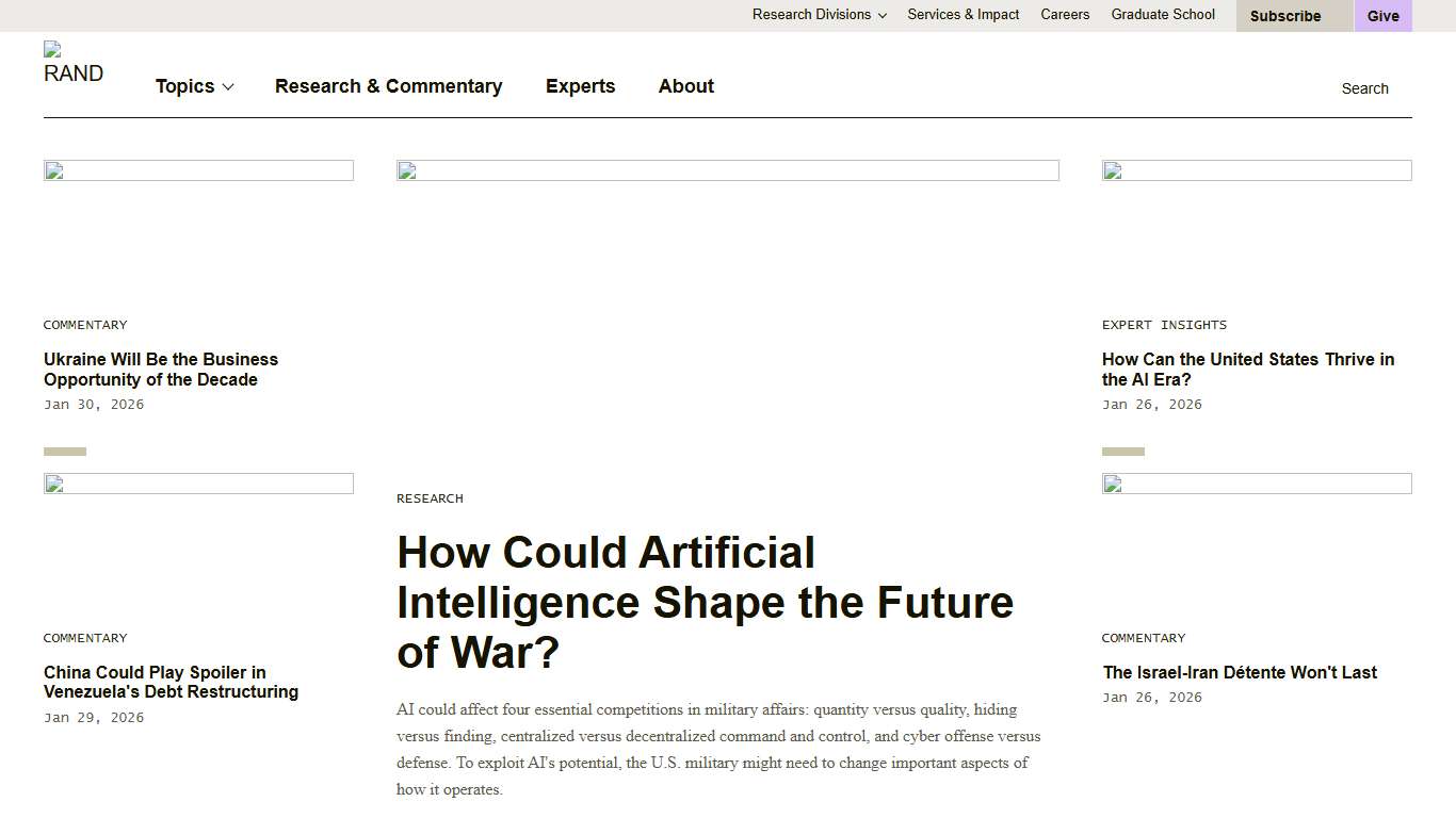 RAND Provides Objective Research Services and Public Policy Analysis RAND